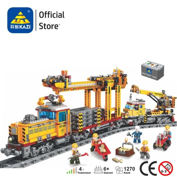 vlak za polaganje tirov kazi 98253 iz kock za sestavljanje kompatibilen z lego